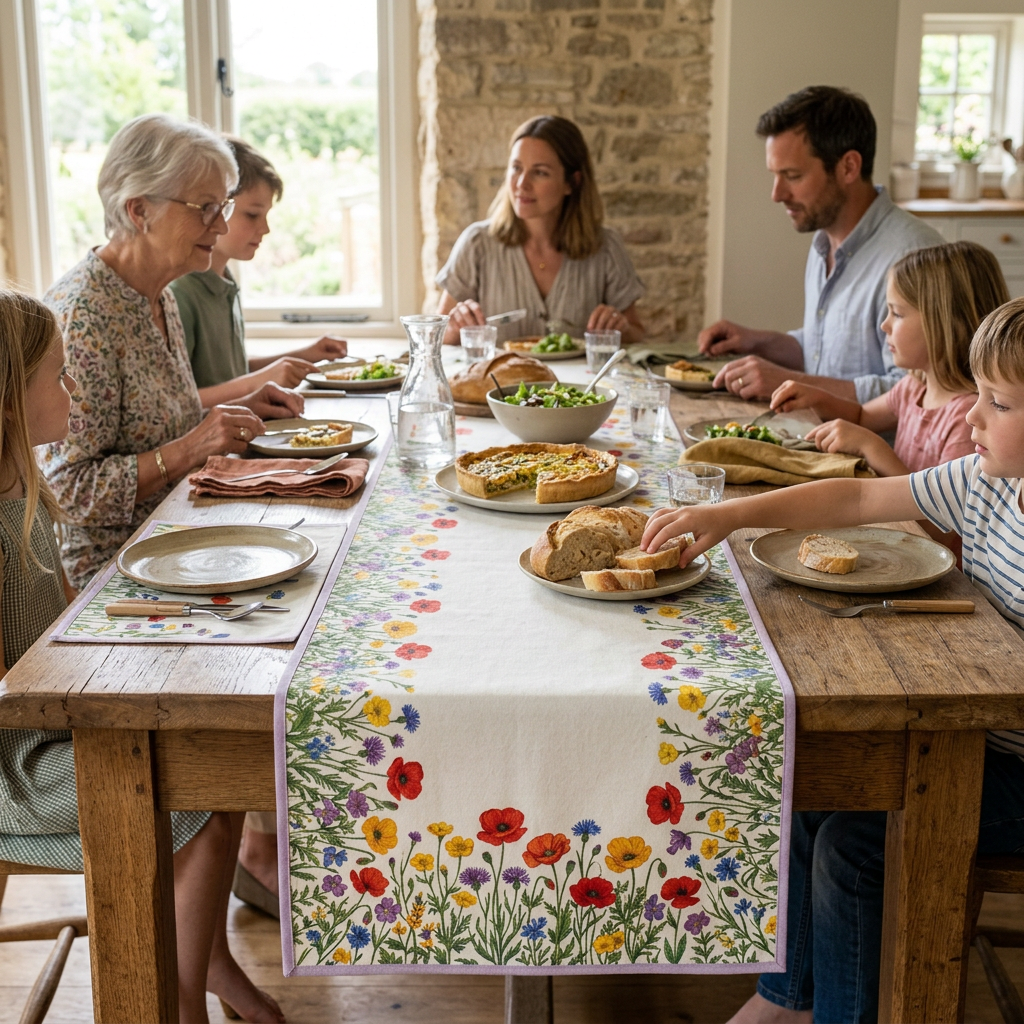 Wildflower Table Runner European family setting
