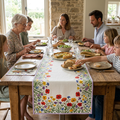 Wildflower Table Runner European family setting