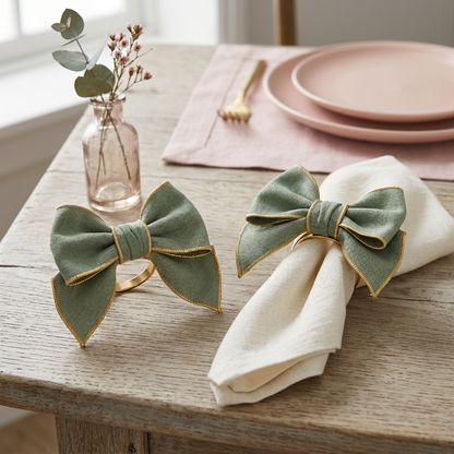 Sage Ribbon Napkin Ring Duo alternate view