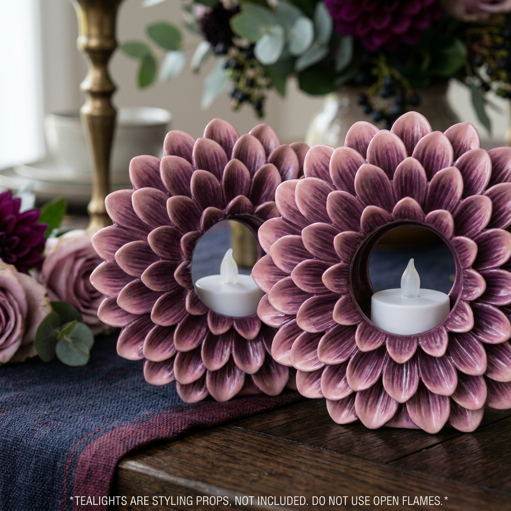 Dahlia LED Tealight Holder Duo petal detail
