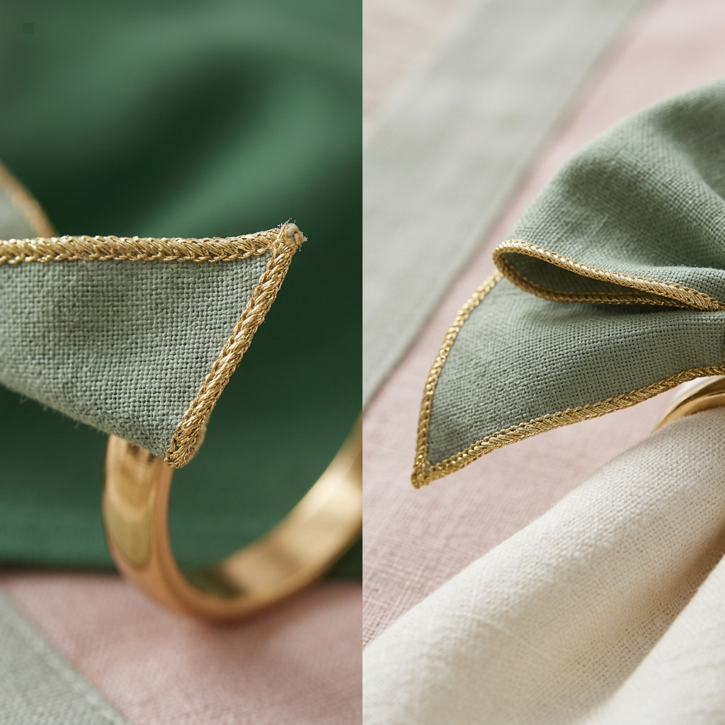 Sage Ribbon Napkin Ring Duo structural detail