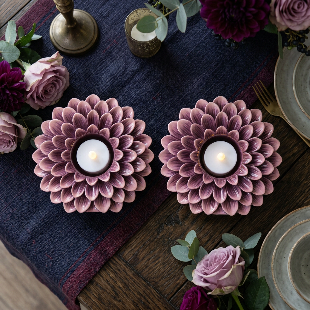 Dahlia LED Tealight Holder Duo table styling