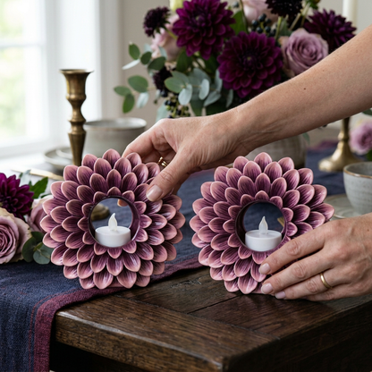 Dahlia LED Tealight Holder Duo placement