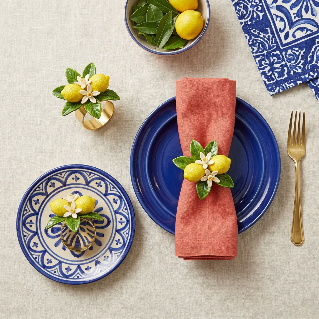 Citrus Bloom Napkin Ring Duo - concept image 2