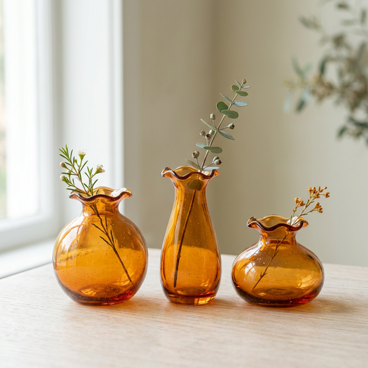 Amber Petal Bud Vase Trio - original design concept