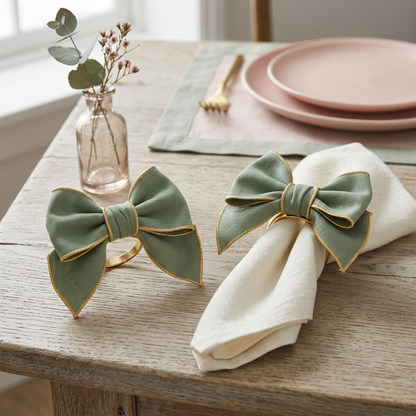 Sage Ribbon Napkin Ring Duo - original design concept