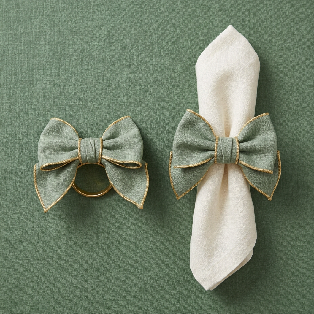 Sage Ribbon Napkin Ring Duo - concept image 2